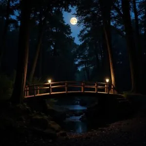 Moonlit Bridge in Enchanted Forest