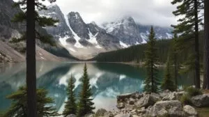 Mountain Lake Surrounded by Pine Trees