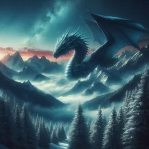 Mystical Dragon Over Snowy Peaks