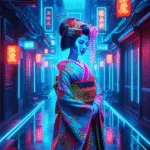 Neon Geisha in Holographic Alley