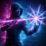 Neon Ninja Throwing Plasma Shurikens
