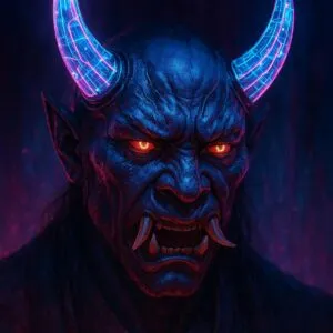 Neon Oni with Cyber Horns