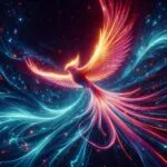 Neon Phoenix Soaring Above Quantum Starfields