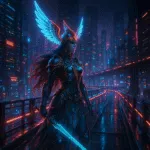 Neon Valkyrie on Cyber Bridge