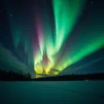 Northern Lights Over Snowfield