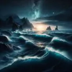 Ocean Waves Crashing at Night