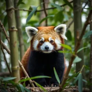 Red Panda Among Bamboo
