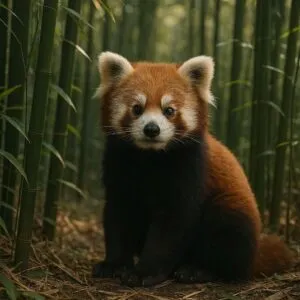 Red Panda in Bamboo Forest