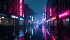 Retro Neon Grid Landscape