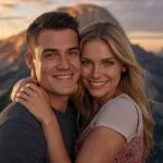 Romantic Hug on Mountain Peak