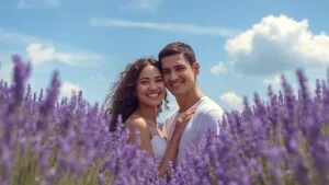 Romantic Walk Through Lavender Fields