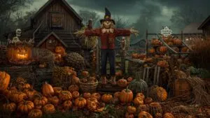 Scarecrow in the Pumpkin Field