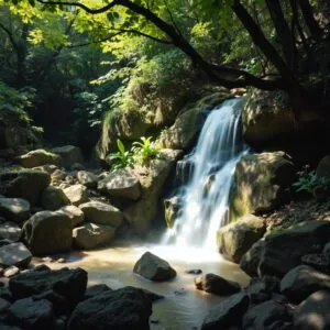 Secluded Waterfall in Lush Valley
