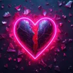 Shattered Heart in Neon Glow