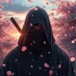 Silent Ninja Beneath Sakura Rain