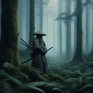 Silent Samurai in Misty Forest