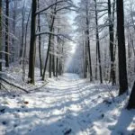 Snowy Forest Path in Winter