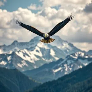 Soaring Eagle Over Mountains