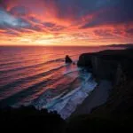 Sunset Over Cliffside Ocean