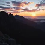 Sunset Over Fantasy Mountain Range