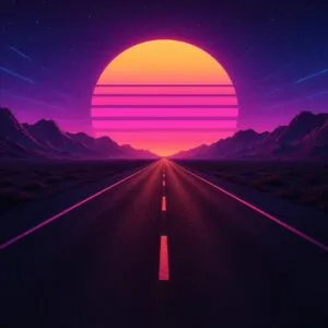 Synthwave Road Perspective