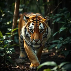 Tiger in Dense Jungle