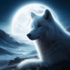 White Wolf Under the Moonlight