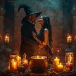 Witch Couple Brewing Potions