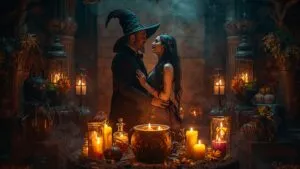 Witch Couple Brewing Potions