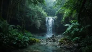 Waterfall Hidden in the Jungle