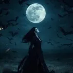 Witch Flying with Bats