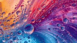 Abstract Oil and Water Bubbles Macro Shot
