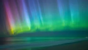 Aurora Australis Southern Lights Ocean Horizon View
