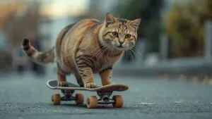 Cat on Skateboard Cool