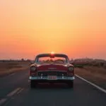 Classic Car Sunset Drive View