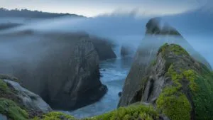 Coastal Cliffs Ocean Fog Rolling In Mysterious