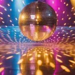 Disco Ball Lights Reflected On Dance Floor Vibrant