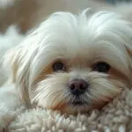 Fluffy Maltese Dog Sleeping Cozily at Home