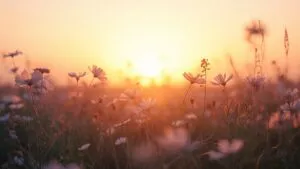Golden Hour Flower Field Photo