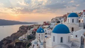 Greek Islands White Houses Blue Domes