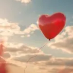 Heart Shaped Balloon Floating Away Clouds Hope