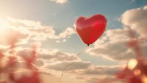 Heart Shaped Balloon Floating Away Clouds Hope