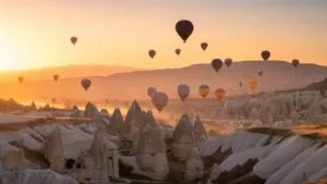 Hot Air Balloons Cappadocia Sunrise Flight Silhouette