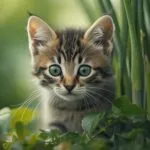 Kitten Hiding Behind Plant Cute
