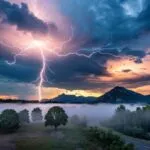Lightning Strike Thunderstorm Epic Sky Dramatic Clouds