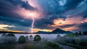 Lightning Strike Thunderstorm Epic Sky Dramatic Clouds