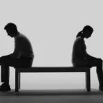 Love and Silence Minimalist Couple Silhouette on Bench