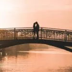 Lovers Bridge Lock Symbolic River View Commitment
