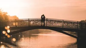 Lovers Bridge Lock Symbolic River View Commitment