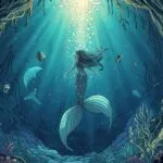 Mermaid Underwater Cavern Glowing Deep Sea Life
